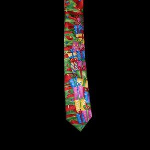 Qobod Abstract art Decorated Christmas Tree with Presents! Grade #1 tie NEW